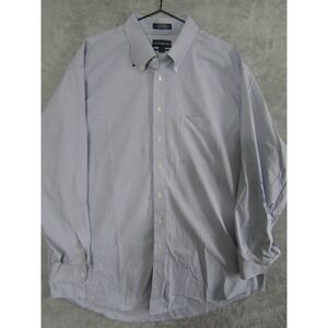 DAMON Ultra Pinpoint Long Sleeve Dress Shirt Mens 19 37 38 Tall Blue Gingham